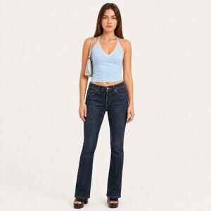 J Brand Perfect Dark-Wash Cropped Bootcut Jeans